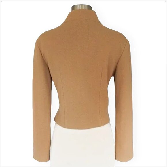 Alessandro Dell'Acqua Vintage Tan Cashmere Wool Silk Knit Rhinestone Jacket 44 - Picture 4 of 6